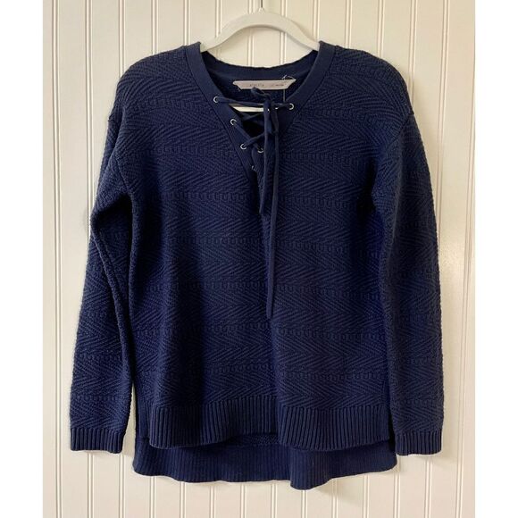 Athleta sweater navy texture knit with tie front XXS - Picture 1 of 4